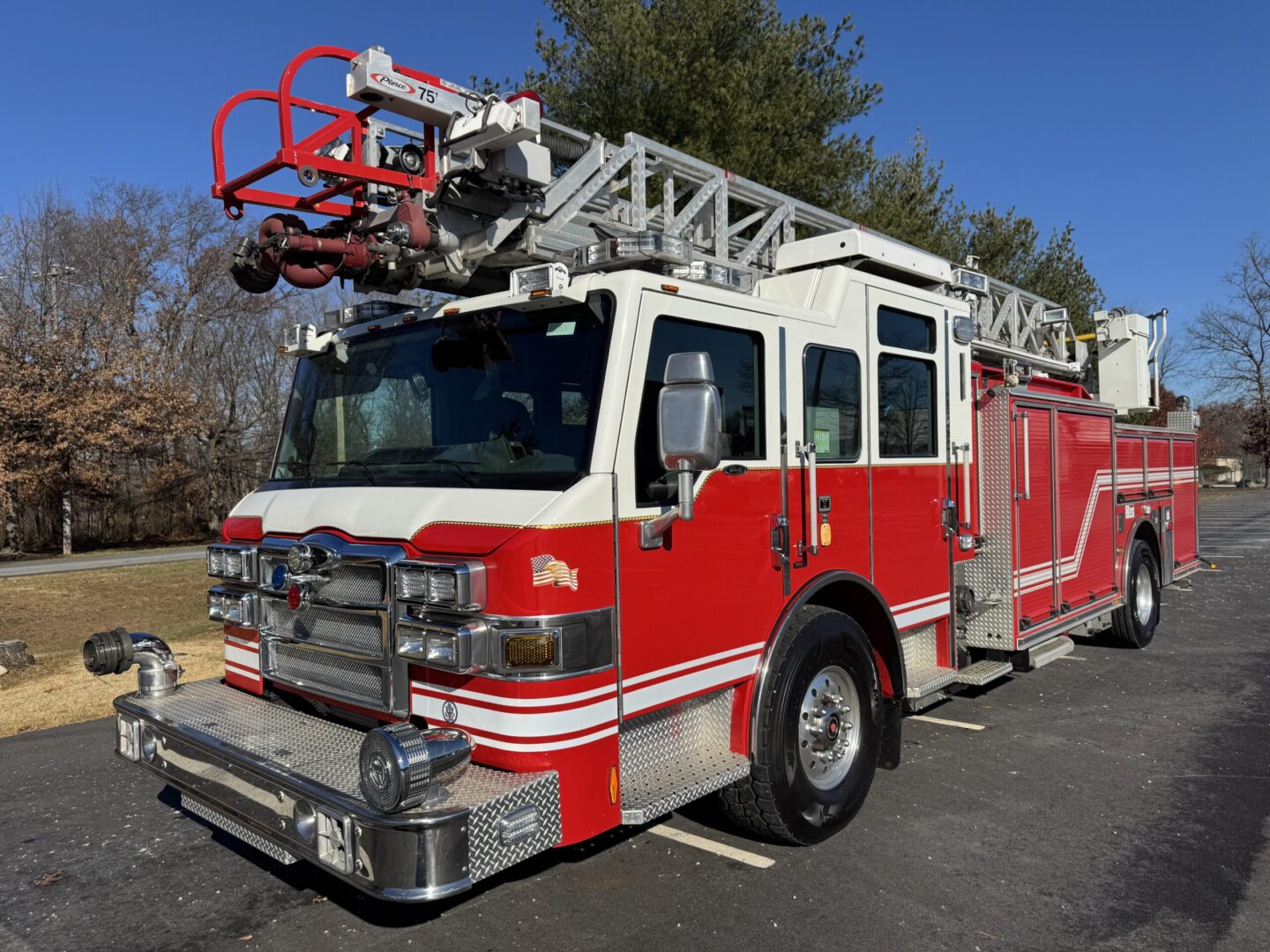 Used 2011 Pierce Velocity aerial for sale at Fire Truck Center, far below the roughly $2 million price of a new ladder truck