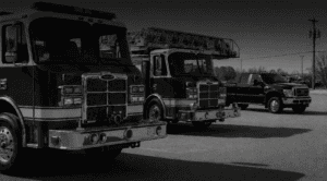 Lineup of fire trucks representing Type 1 through Type 6 apparatus classes