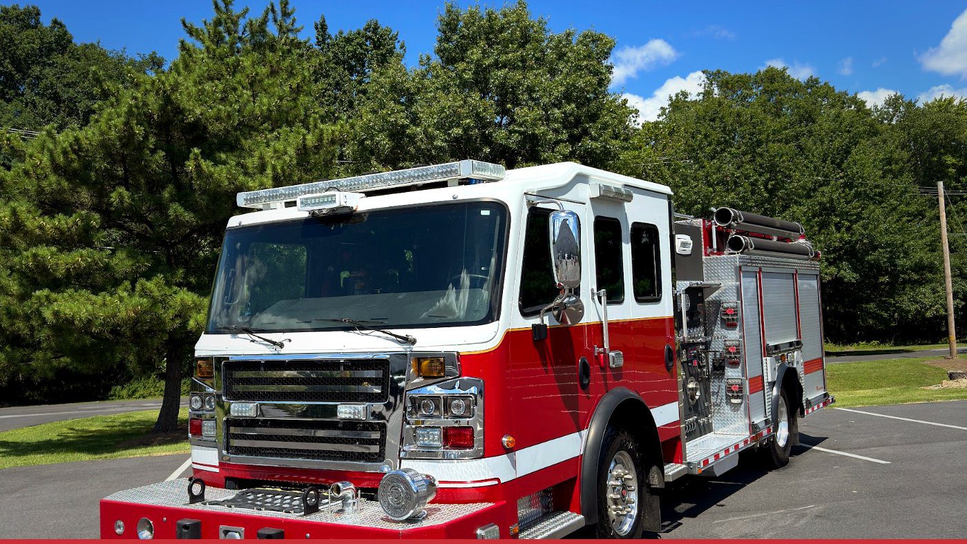 2017 Rosenbauer Commander used pumper fire truck for sale, front three-quarter view, illustrating apparatus available now with a short fire truck lead time.